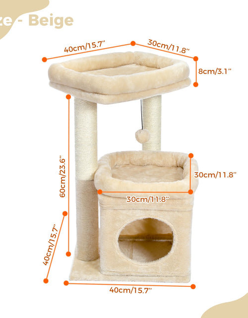 Load image into Gallery viewer, 27" Cat Tree for Medium Cats Plush Condo and Scratching Posts, Beige
