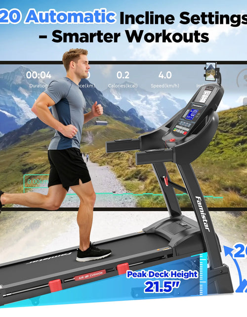 Load image into Gallery viewer, 5.0HP Folding Treadmill for Home with 20 Auto Incline, Smart APP, 300Lbs, Hifi Bluetooth Speakers, 64 Programs, 12MPH Speed, Foldable Electric Treadmill Running Machine, Knee Strap Gift
