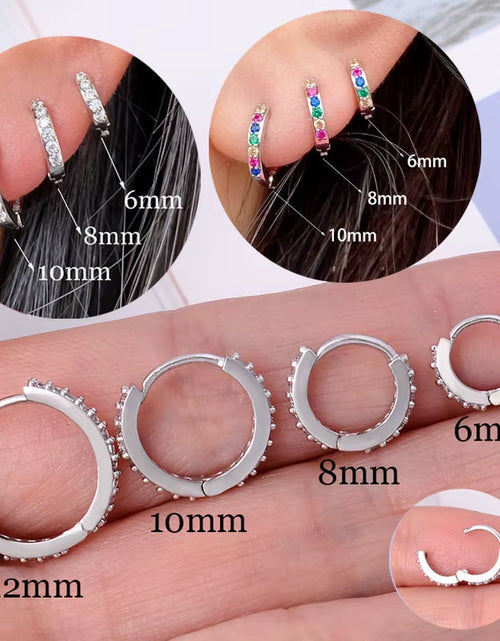Load image into Gallery viewer, 1Pair Stainless Steel Minimal Hoop Earrings Crystal Zirconia Small Huggie Thin Cartilage Earrings Helix Tragus Piercing Jewelry
