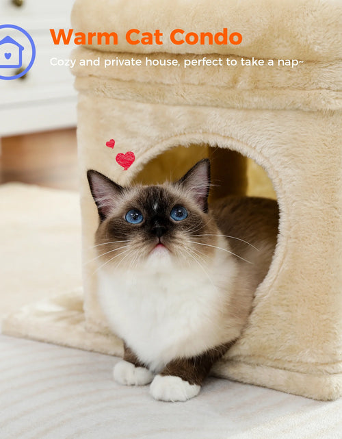 Load image into Gallery viewer, 27" Cat Tree for Medium Cats Plush Condo and Scratching Posts, Beige
