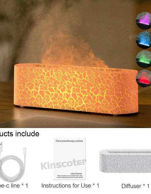 Load image into Gallery viewer, KINSCOTER Essential Oil Aroma Diffuser Flame Air Humidifier Ultrasonic Cool Mist Difusor with RGB Realistic Fire Night Light

